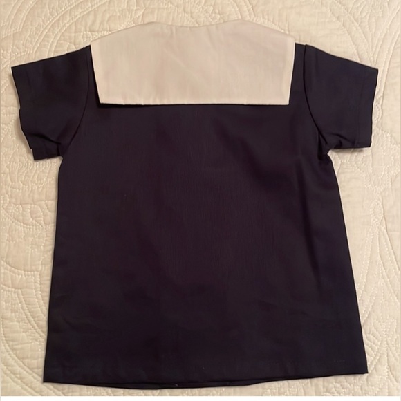Jack & Teddy two piece short set Navy and white linen short set elegant 24M - Picture 4 of 5